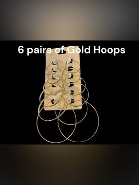 Gold Hoop 6 pc. Earring Set - Multi Pair ranges from 1 inch to 2 1/1 inches. NEW
